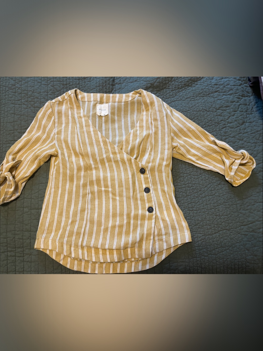 Harper Mustard Stripe Wrap-Style Blouse